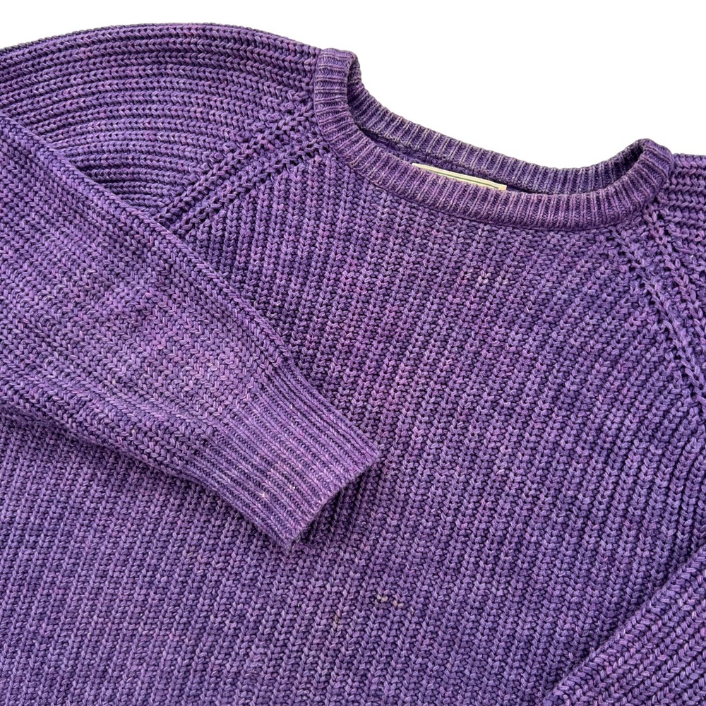 Vintage LL Bean Shaker Stitch Crew Sweater Womens S Purple Cotton Knit USA Made
